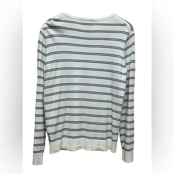 Banana Republic Forever Sweater Striped Size XL Cream Black  Women Crew Neck Top - Picture 4 of 5